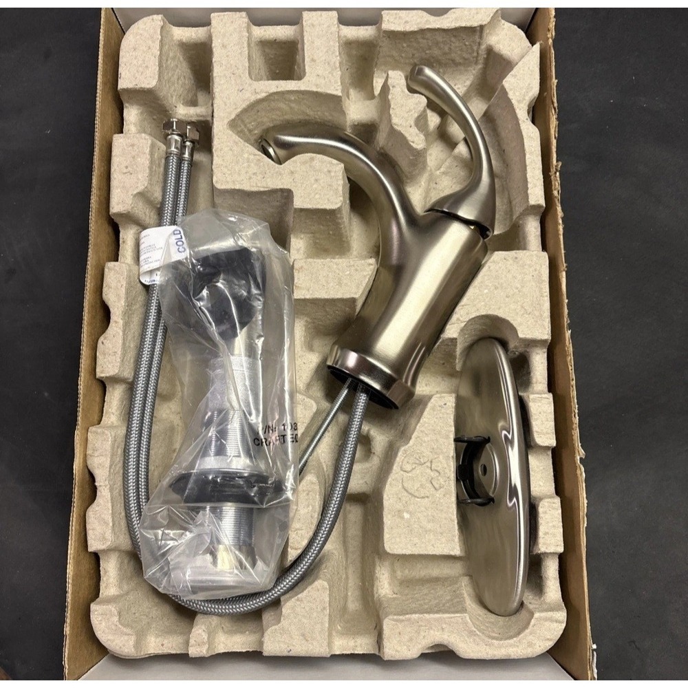 Kohler Forte Single Handle Mid-Arc Bathroom Faucet In Vibrant Brushed Nickel